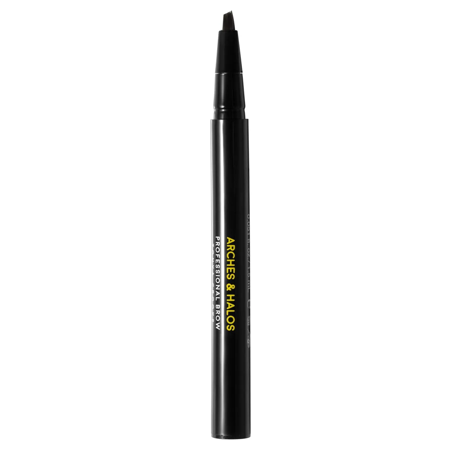 Arches & Halos Angled Bristle Tip Waterproof Brow Pen - Water Based And Smudge Proof - Fills In Sparse Eyebrows And Gives Fuller Effect - Covers Scars Or Overplucked Brows - Dark Brown - 0.051 Oz