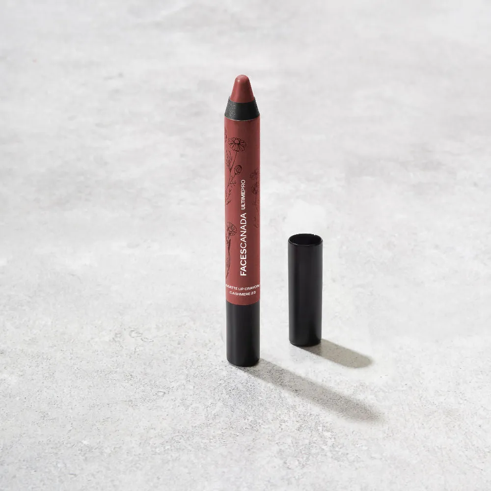 Faces Canada Matte Lip Crayon | Cocoa Butter and Chamomile enriched | One Stroke Intense Color | Smooth Glide | All Day Hydrated Lips | Shade - Cashmere 2.8g