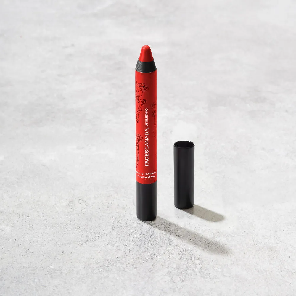 Faces Canada Matte Lip Crayon | Cocoa Butter and Chamomile enriched | One Stroke Intense Color | Smooth Glide | All Day Hydrated Lips | Shade - Runway Ready 2.8g