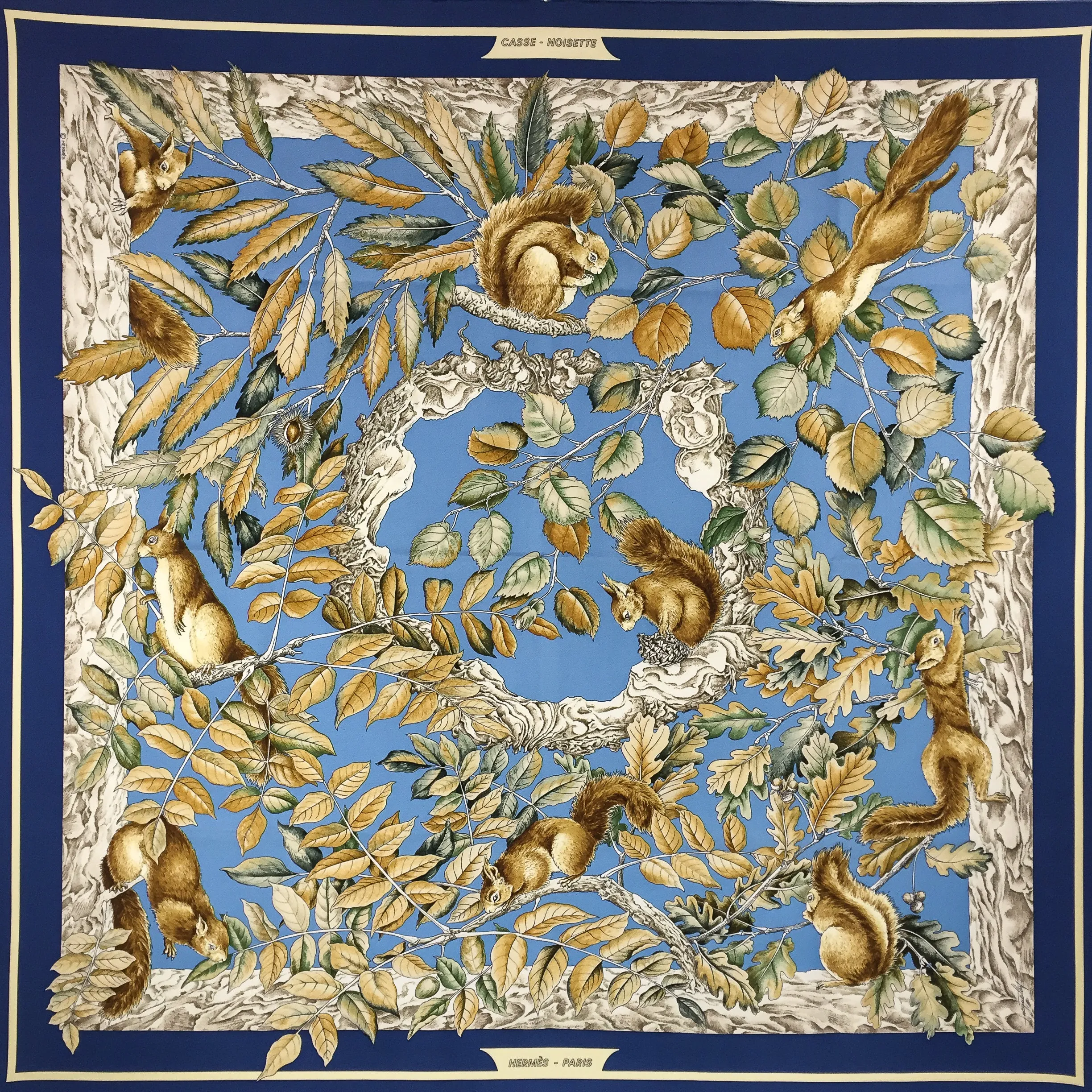 Hermes Silk Scarf Casse Noisette RARE w/Box