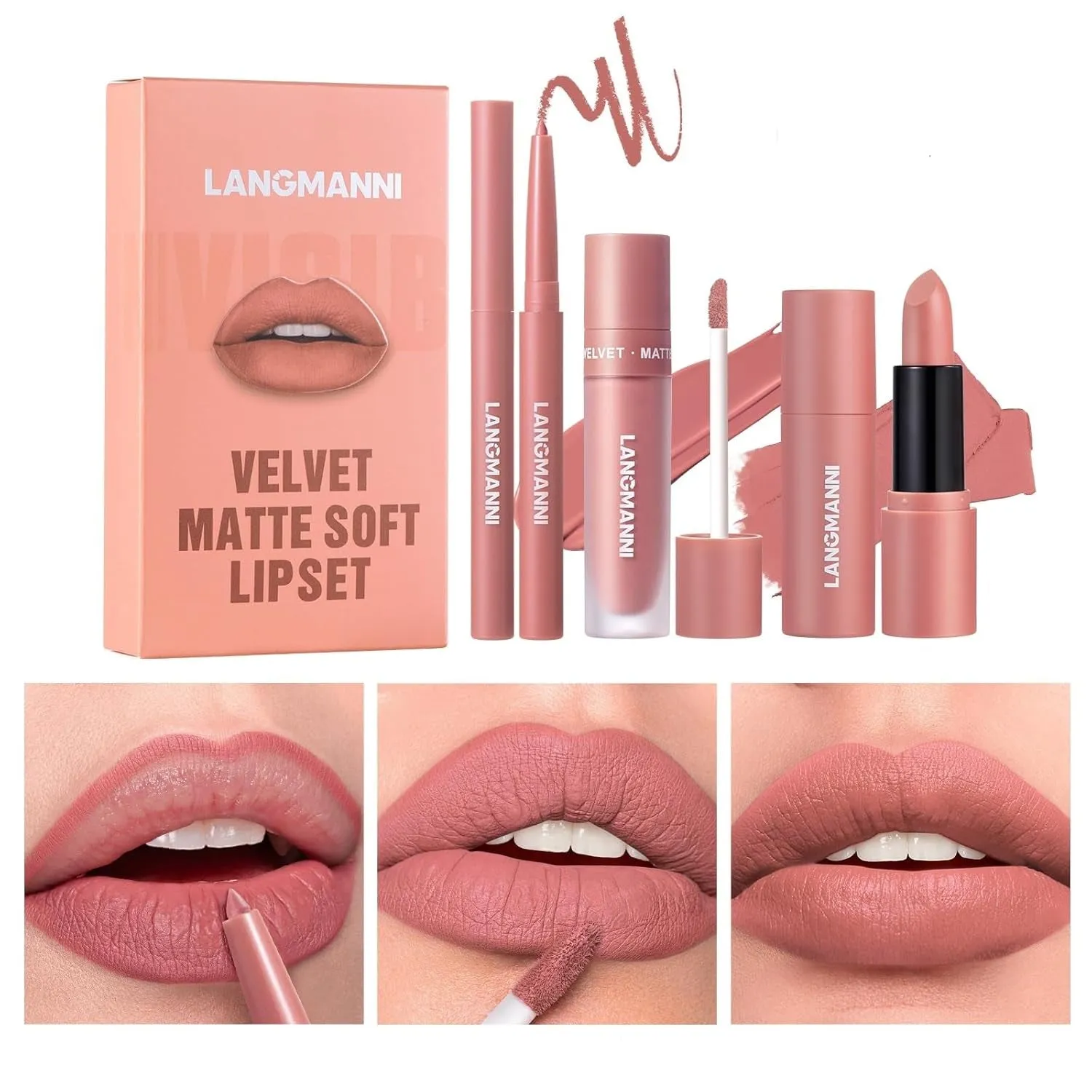 Matte Velvet Lipstick & Liner Set: 9-Piece Waterproof Lip Makeup Gift Collection