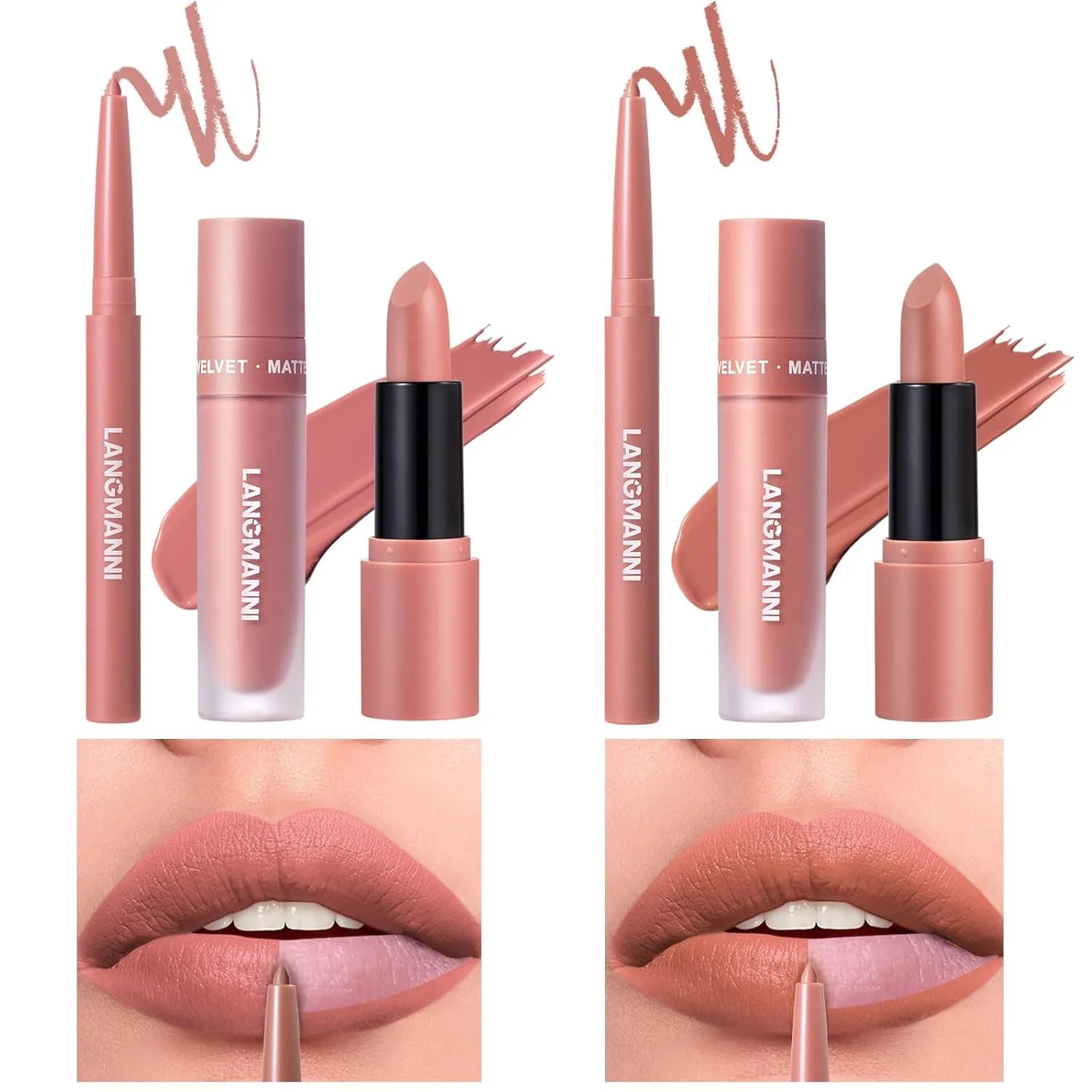 Matte Velvet Lipstick & Liner Set: 9-Piece Waterproof Lip Makeup Gift Collection