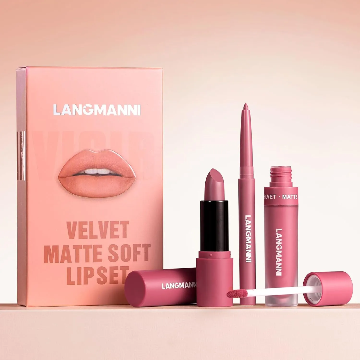 Matte Velvet Lipstick & Liner Set: 9-Piece Waterproof Lip Makeup Gift Collection