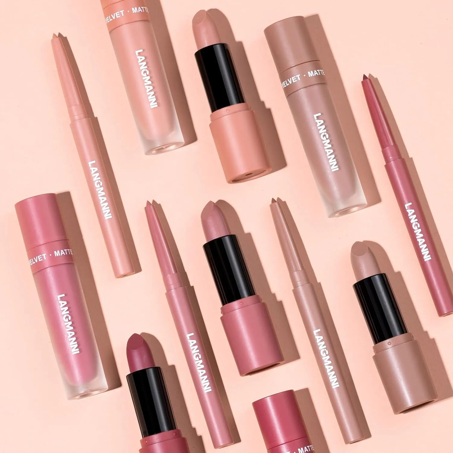 Matte Velvet Lipstick & Liner Set: 9-Piece Waterproof Lip Makeup Gift Collection