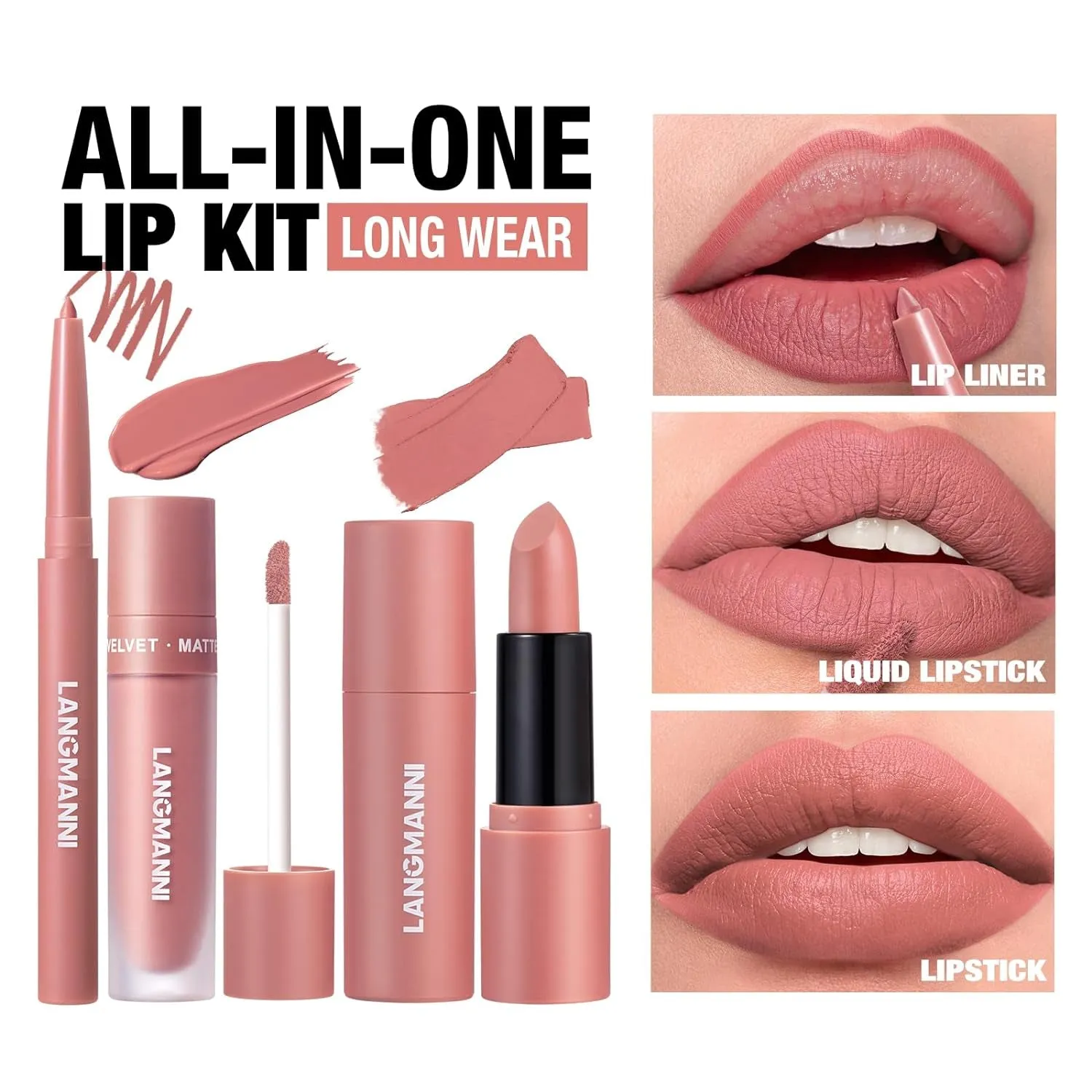 Matte Velvet Lipstick & Liner Set: 9-Piece Waterproof Lip Makeup Gift Collection
