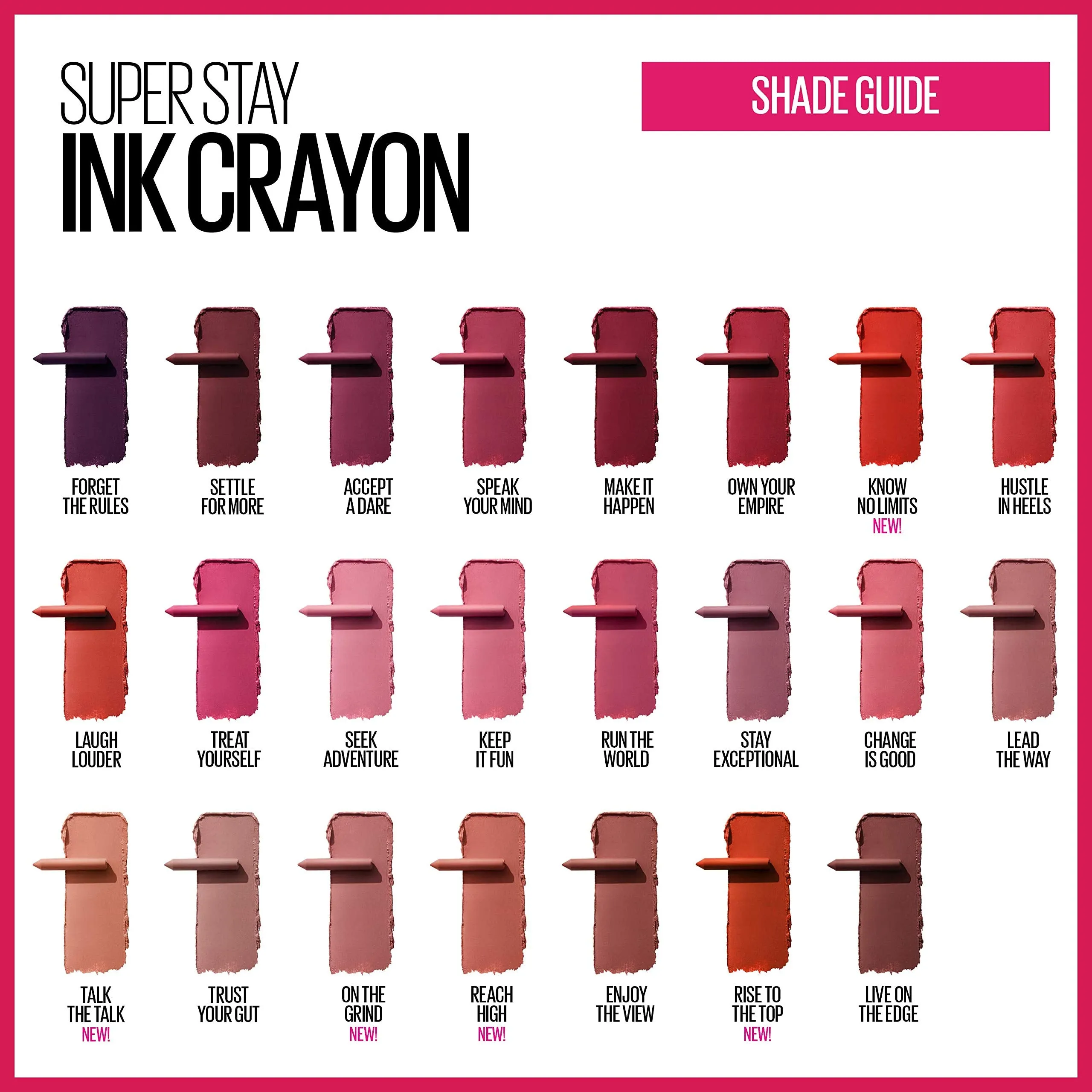 Maybelline Super Stay Ink Crayon Lipstick, Precision Tip Matte Lip Crayon with Built-in Sharpener, Longwear Up To 8Hrs, Lead The Way, Pink Beige, 0.04 oz