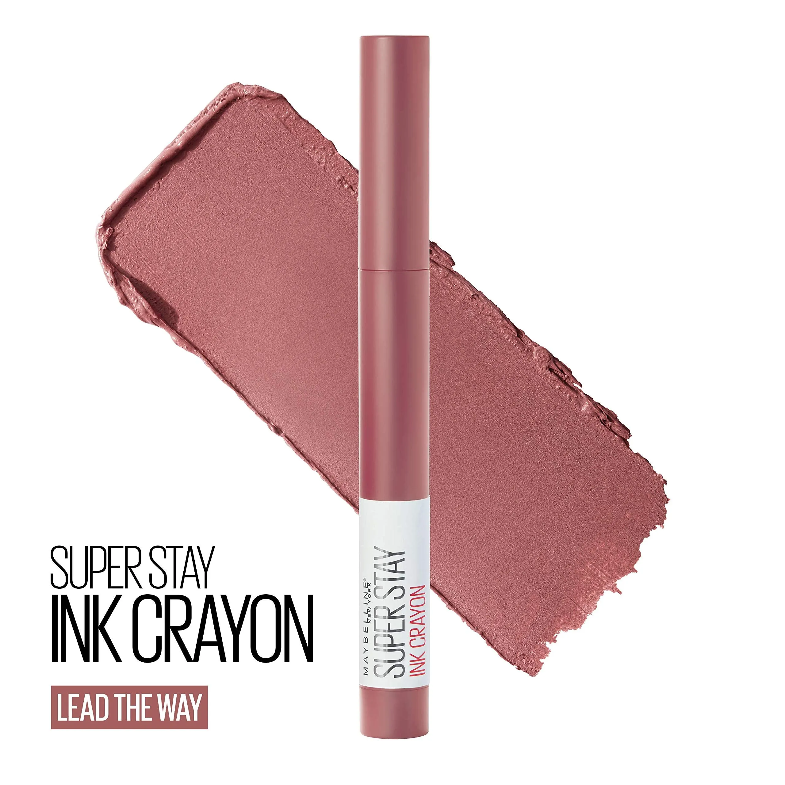 Maybelline Super Stay Ink Crayon Lipstick, Precision Tip Matte Lip Crayon with Built-in Sharpener, Longwear Up To 8Hrs, Lead The Way, Pink Beige, 0.04 oz