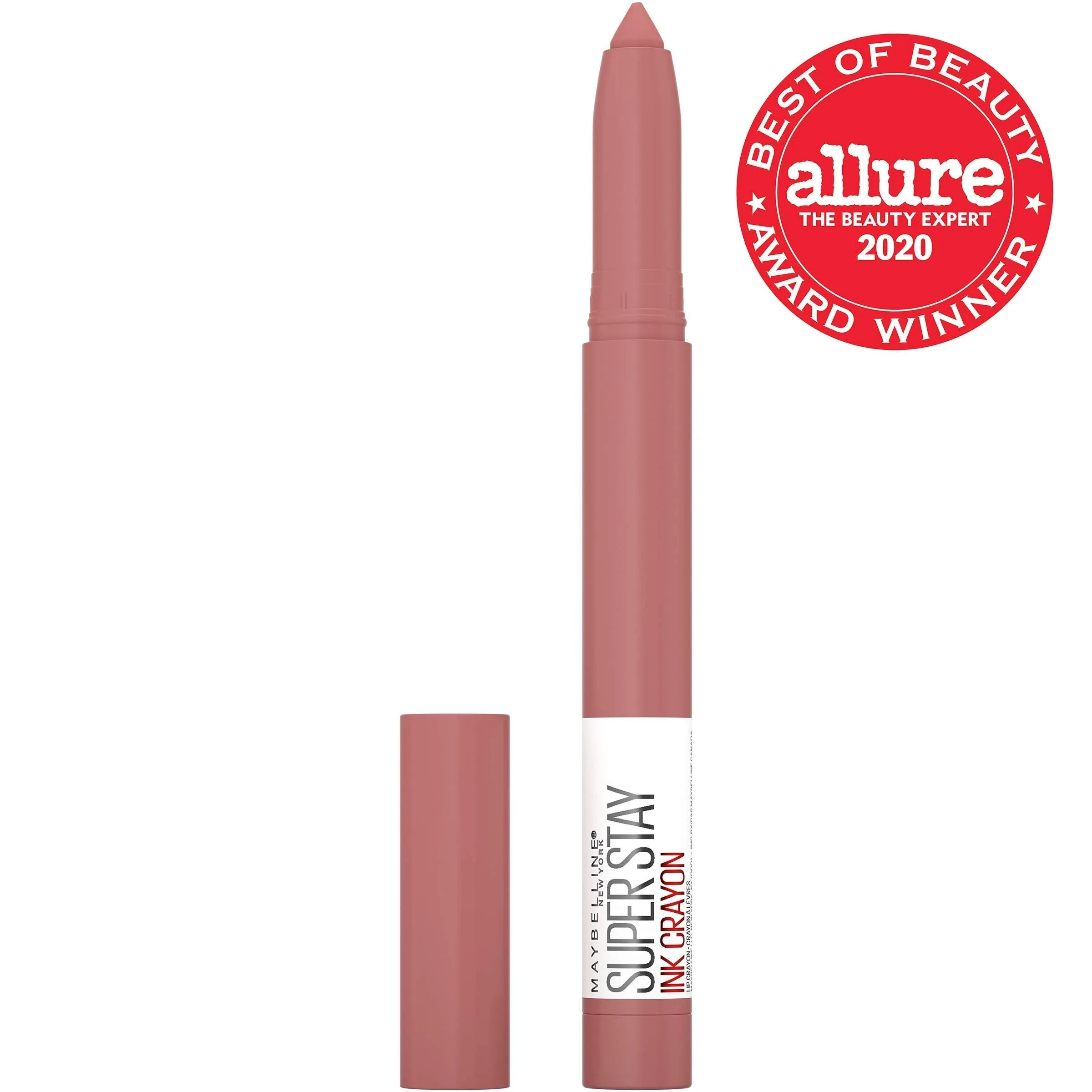Maybelline Super Stay Ink Crayon Lipstick, Precision Tip Matte Lip Crayon with Built-in Sharpener, Longwear Up To 8Hrs, On The Grind, Purple Mauve Pink, 0.04 oz