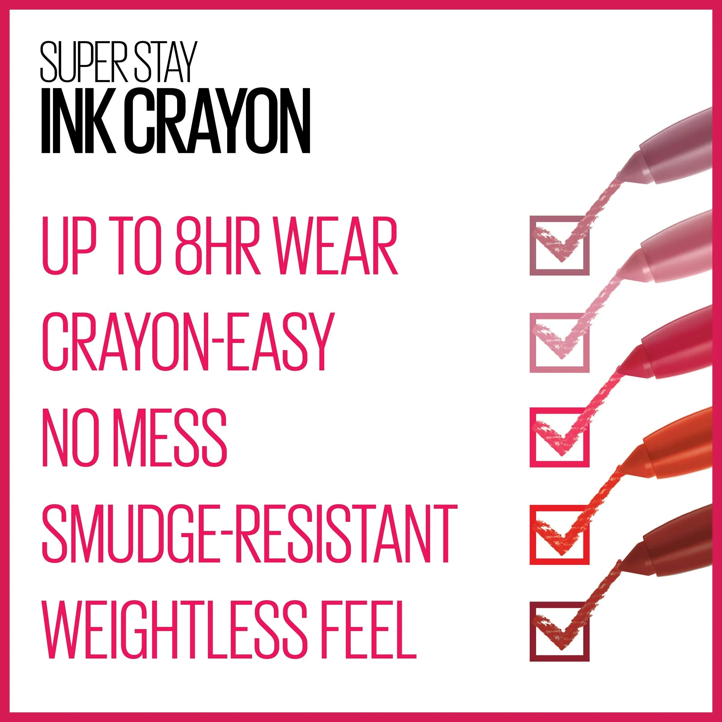 Maybelline Super Stay Ink Crayon Lipstick, Precision Tip Matte Lip Crayon with Built-in Sharpener, Longwear Up To 8Hrs, On The Grind, Purple Mauve Pink, 0.04 oz