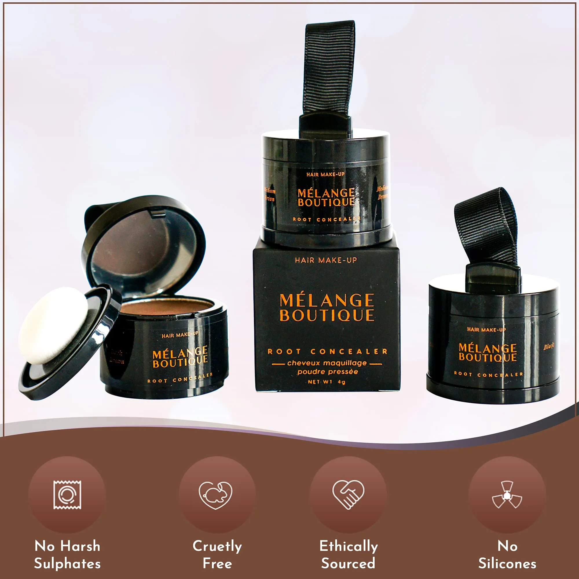 Melange Boutique Root Touch Up Hair Powder Concealer Pod Medium Brown - Tinted Instant Root Cover Hair Makeup to Conceal Gray Hair, Blur Growth, 0.14 Ounce (Pack of 1)