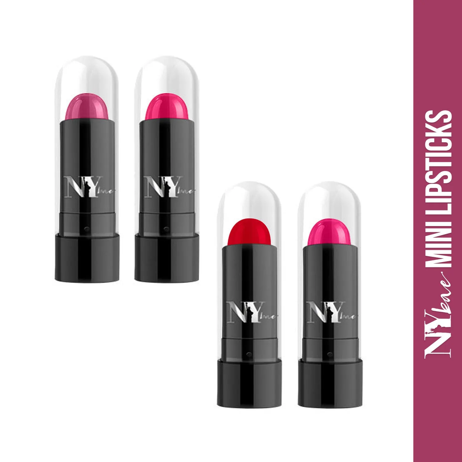 NY Bae Argan Oil Infused Mini Lipstick, Runway, For Dark Skin - Classy Catwalk, Set of 4 Mini Lipsticks, Kit 1 (1.4 g X 4)