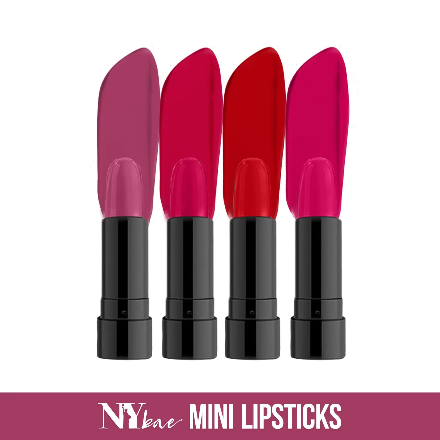 NY Bae Argan Oil Infused Mini Lipstick, Runway, For Dark Skin - Classy Catwalk, Set of 4 Mini Lipsticks, Kit 1 (1.4 g X 4)